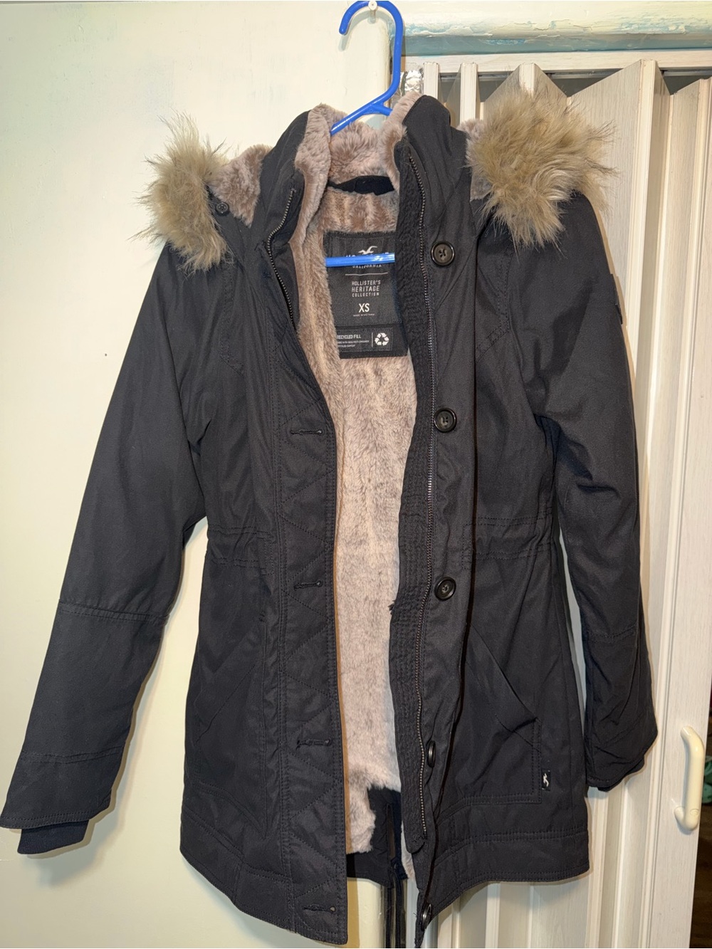 Hollister Heritage Collection Faux Fur-Lined Parka Black & Brown XS